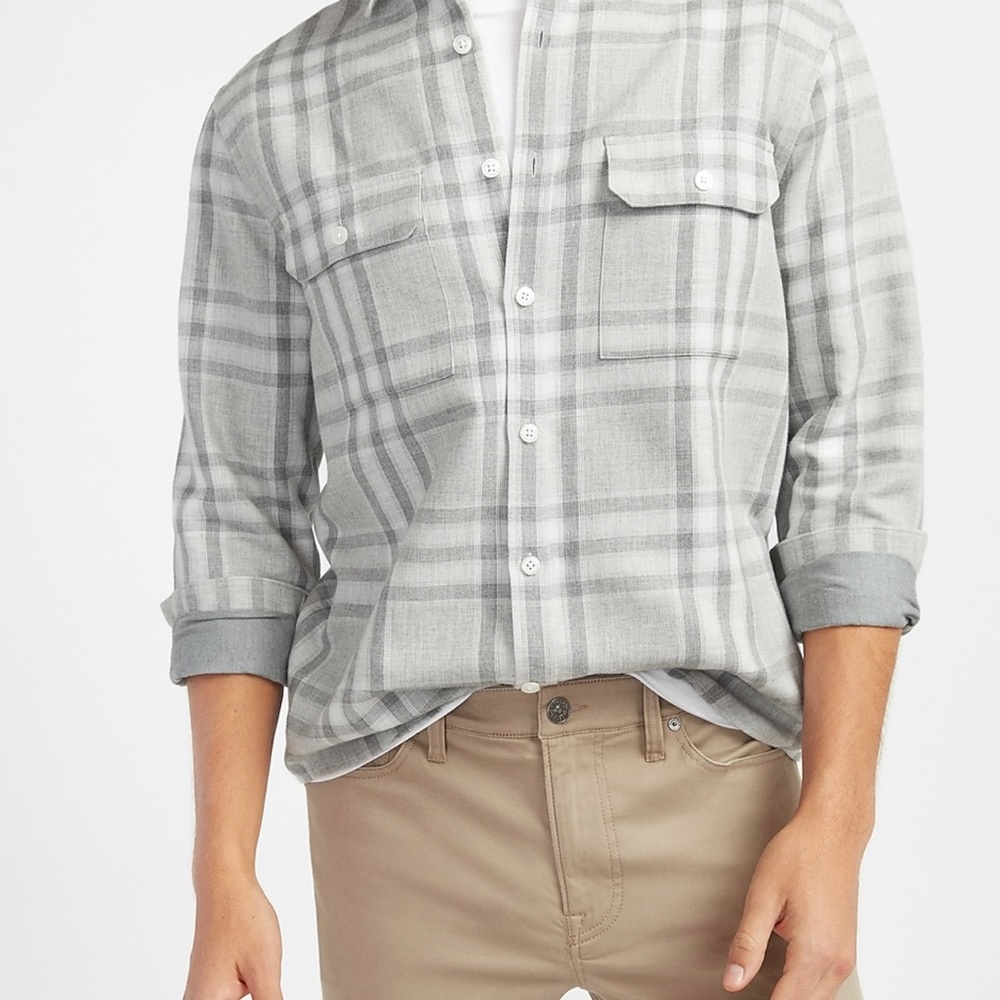 Slim Plaid Heavy Flannel Shirt Jacket